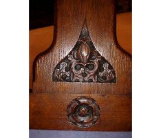 A. W. N. Pugin for Gillows. A Gothic Revival two drawer leather writing table - Thumbnail 5