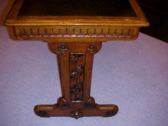 A. W. N. Pugin for Gillows. A Gothic Revival two drawer leather writing table - Thumbnail 6