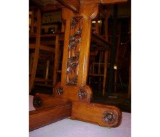 A. W. N. Pugin for Gillows. A Gothic Revival two drawer leather writing table - Thumbnail 9
