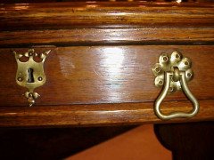 A. W. N. Pugin for Gillows. A Gothic Revival two drawer leather writing table - Thumbnail 10