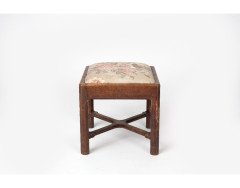 Gordon Russell. Oak stool, drop-in seat shaped cross stretcher - Thumbnail 1