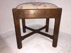 Gordon Russell. Oak stool, drop-in seat shaped cross stretcher - Thumbnail 2