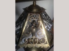 Alfred Bucknell. An exceptional Arts & Crafts hand made brass table lamp with a Heron. - Thumbnail 6