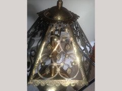Alfred Bucknell. An exceptional Arts & Crafts hand made brass table lamp with a Heron. - Thumbnail 8