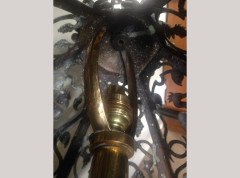 Alfred Bucknell. An exceptional Arts & Crafts hand made brass table lamp with a Heron. - Thumbnail 13