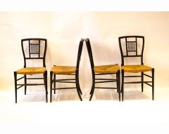 E. W. Godwin for William Watt. A set of four Anglo-Japanese ebonised rush seated chairs - Thumbnail 2