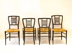E. W. Godwin for William Watt. A set of four Anglo-Japanese ebonised rush seated chairs - Thumbnail 3