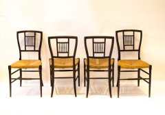E. W. Godwin for William Watt. A set of four Anglo-Japanese ebonised rush seated chairs - Thumbnail 4