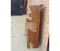 George Walton. Rare and important Arts & Crafts Glasgow School Oak settle - Thumbnail 2