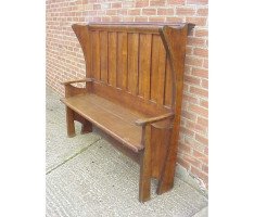 George Walton. Rare and important Arts & Crafts Glasgow School Oak settle - Thumbnail 4