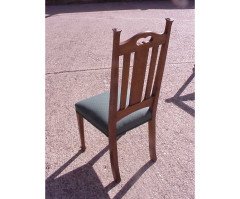 G M Ellwood for J S Henry. A set of six Arts and Crafts oak dining chairs inlaid with pewter and Ebony hearts - Thumbnail 9