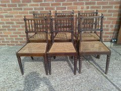 E. W. Godwin Attributed, a set of six simulated rosewood and caned dining chairs - Thumbnail 9