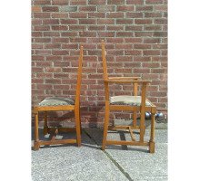 G. M. Ellwood for J. S. Henry. Rare and important Arts & Crafts Oak Armchair and matching side chair - Thumbnail 2