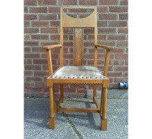 G. M. Ellwood for J. S. Henry. Rare and important Arts & Crafts Oak Armchair and matching side chair - Thumbnail 3