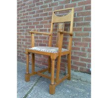 G. M. Ellwood for J. S. Henry. Rare and important Arts & Crafts Oak Armchair and matching side chair - Thumbnail 4
