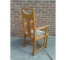 G. M. Ellwood for J. S. Henry. Rare and important Arts & Crafts Oak Armchair and matching side chair - Thumbnail 5
