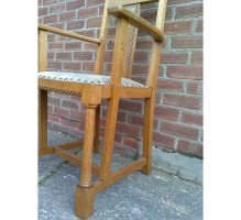 G. M. Ellwood for J. S. Henry. Rare and important Arts & Crafts Oak Armchair and matching side chair - Thumbnail 15