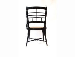 E. W. Godwin for William Watt. A rare pair of Old English or Jacobean ebonised curved back elbow chair - Thumbnail 3