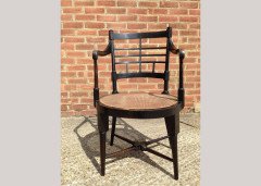 E. W. Godwin for William Watt. A rare pair of Old English or Jacobean ebonised curved back elbow chair - Thumbnail 9