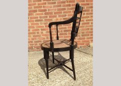 E. W. Godwin for William Watt. A rare pair of Old English or Jacobean ebonised curved back elbow chair - Thumbnail 10