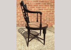 E. W. Godwin for William Watt. A rare pair of Old English or Jacobean ebonised curved back elbow chair - Thumbnail 12