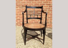 E. W. Godwin for William Watt. A rare pair of Old English or Jacobean ebonised curved back elbow chair - Thumbnail 13