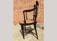 E. W. Godwin for William Watt. A rare pair of Old English or Jacobean ebonised curved back elbow chair - Thumbnail 14
