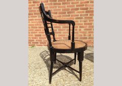 E. W. Godwin for William Watt. A rare pair of Old English or Jacobean ebonised curved back elbow chair - Thumbnail 16