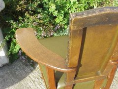George Walton. A rare Glasgow School Oak and leather 'Abingdon' Armchair - Thumbnail 7