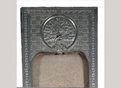 Thomas Jeckyll Attributed, a pair of cast iron fireplace inserts with a peacock displayed on a bracket - Thumbnail 2