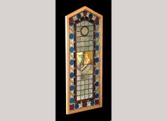 Aesthetic Movement leaded, Stained and painted glass window panel - Thumbnail 1