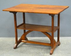 A Cotswold School Arts & Crafts two tier walnut craftsman made side table - Thumbnail 2