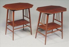 Jas Shoolbred and Co. A rare pair of Anglo Japanese walnut long octagonal side tables - Thumbnail 5