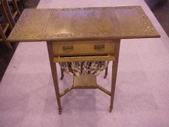 A Glasgow Style Oak sewing table with two drop down leaves, - Thumbnail 2
