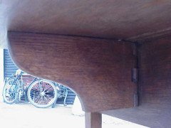 A Glasgow Style Oak sewing table with two drop down leaves, - Thumbnail 8