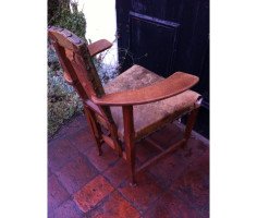 George Walton. Rare Glasgow School Oak and leather 'Abingdon' Armchair - Thumbnail 3
