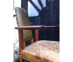 George Walton. Rare Glasgow School Oak and leather 'Abingdon' Armchair - Thumbnail 4