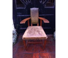 George Walton. Rare Glasgow School Oak and leather 'Abingdon' Armchair - Thumbnail 5
