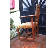 George Walton. Rare Glasgow School Oak and leather 'Abingdon' Armchair - Thumbnail 7