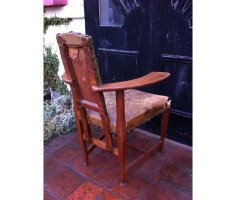 George Walton. Rare Glasgow School Oak and leather 'Abingdon' Armchair - Thumbnail 8