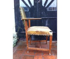 George Walton. Rare Glasgow School Oak and leather 'Abingdon' Armchair - Thumbnail 9