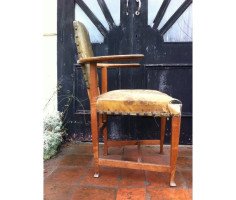 George Walton. Rare Glasgow School Oak and leather 'Abingdon' Armchair - Thumbnail 10