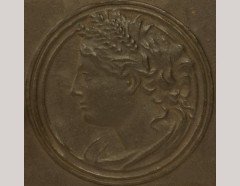 E. W. Godwin attributed. an Oak Hanging Bookcase, with Portrait Medallion Roundels in Moulded Vulcanite - Thumbnail 4