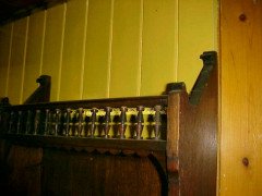 E. W. Godwin attributed. an Oak Hanging Bookcase, with Portrait Medallion Roundels in Moulded Vulcanite - Thumbnail 6