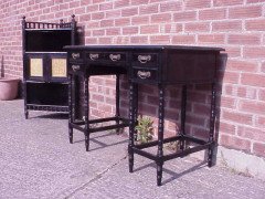 Collinson & Lock. eight leg ebonised desk with a Makassar Ebony top. - Thumbnail 4