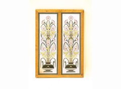 Dr. Christopher Dresser for Mintons. Two 6 inch three-tile panels, in a recent common frame - Thumbnail 1
