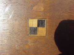 Leonard Wyburd for Liberty & Co. Rare Liberty & Co. Arts & Crafts Oak wall mirror/paper rack - Thumbnail 4