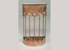 Arts & Crafts hammered copper semi circular stickstand - Thumbnail 1
