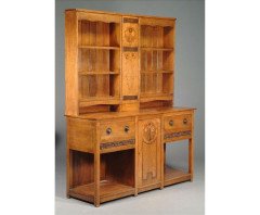 Wylie & Lochhead Attributed, a Glasgow School Oak and inlaid dresser - Thumbnail 1