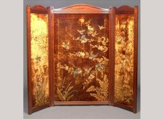 Bruce Talbert for Gillows. An Aesthetic Movement walnut three-fold screen - Thumbnail 1